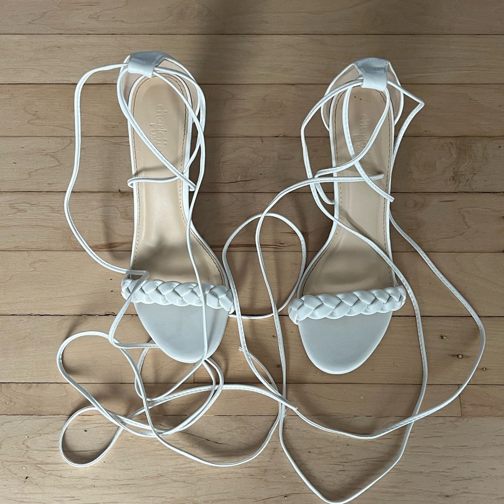 Charlotte Russe White Braided Strap Sandals Size 8